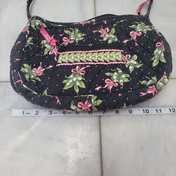 Vera Bradley Black Green Print Hope Shoulder Bag - Picture 11 of 15